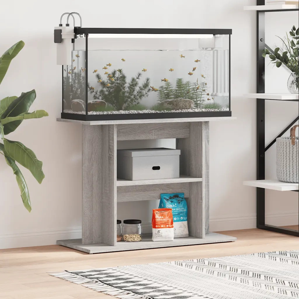 Supporto per acquario Grigio Sonoma 80x35x60 cm in legno ingegnerizzato 833581