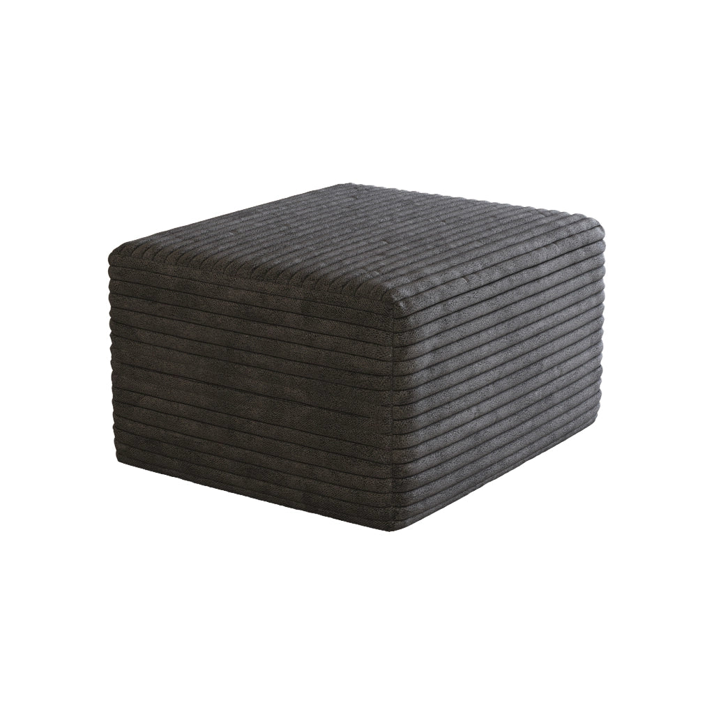 Pouf Ottoman con schiuma ad alta elasticità, tessuto a coste rigate, Tessuto, Grigio scuro