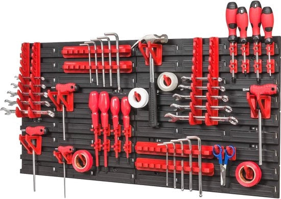 Sistema di archiviazione con cassetti a pile e supporti per attrezzi per officina e garage