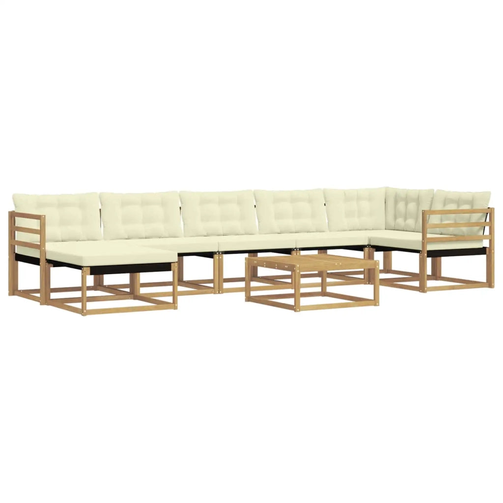 Set di divani da esterno 8 pcs Bianco e Crema