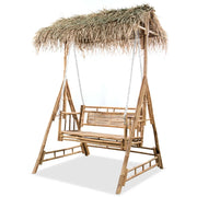 Panchina a Dondolo 2 Posti con Foglie di Palma in BambÃ¹ 202 cm cod mxl 51892