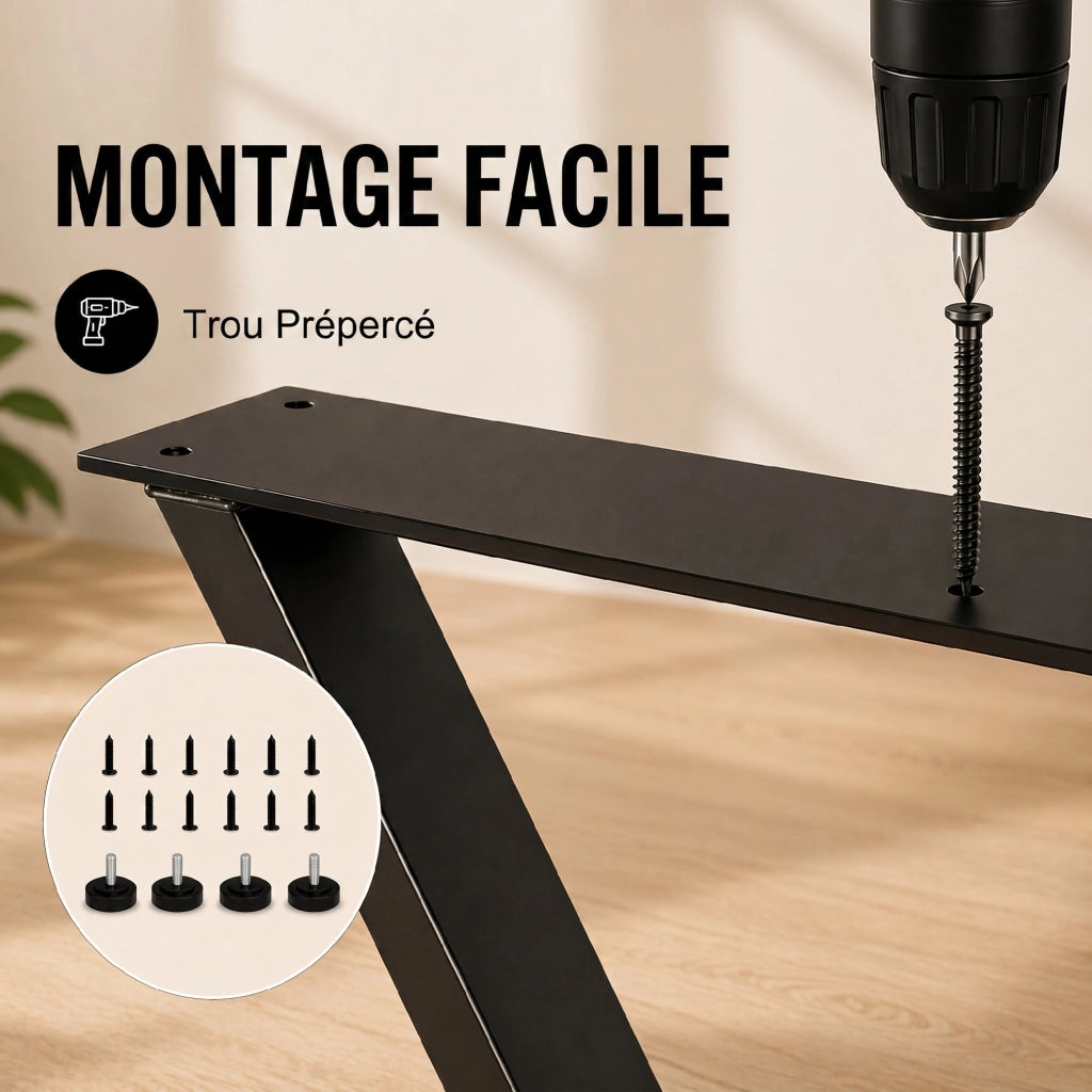 Gambe da Tavolo in Acciaio ¨C Zephmum ¨C Nero 60x72 cm
