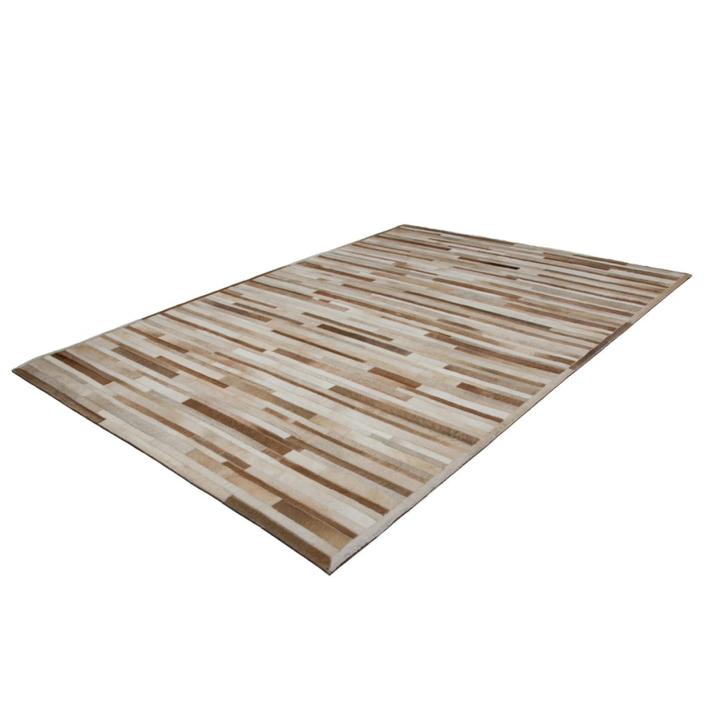 Tappeto patchwork in pelle Eclipse Crema 80x150 cm
