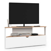 IDMarket - Mobile TV angolare ELI 100 cm in legno effetto faggio e bianco