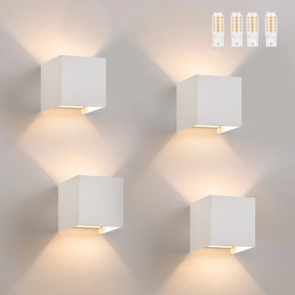 ZMH Set di 4 Lampade da Muro LED Est Bianco Caldo IP65 per Casa Camera Corridoio Scale