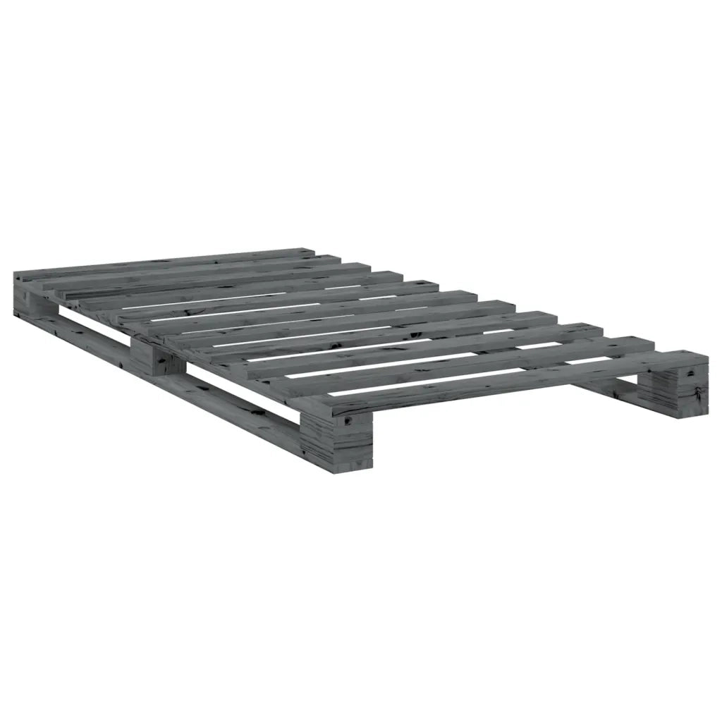 Giroletto con Testiera Grigio 100x200 cm Legno Massello di Pino 3281581