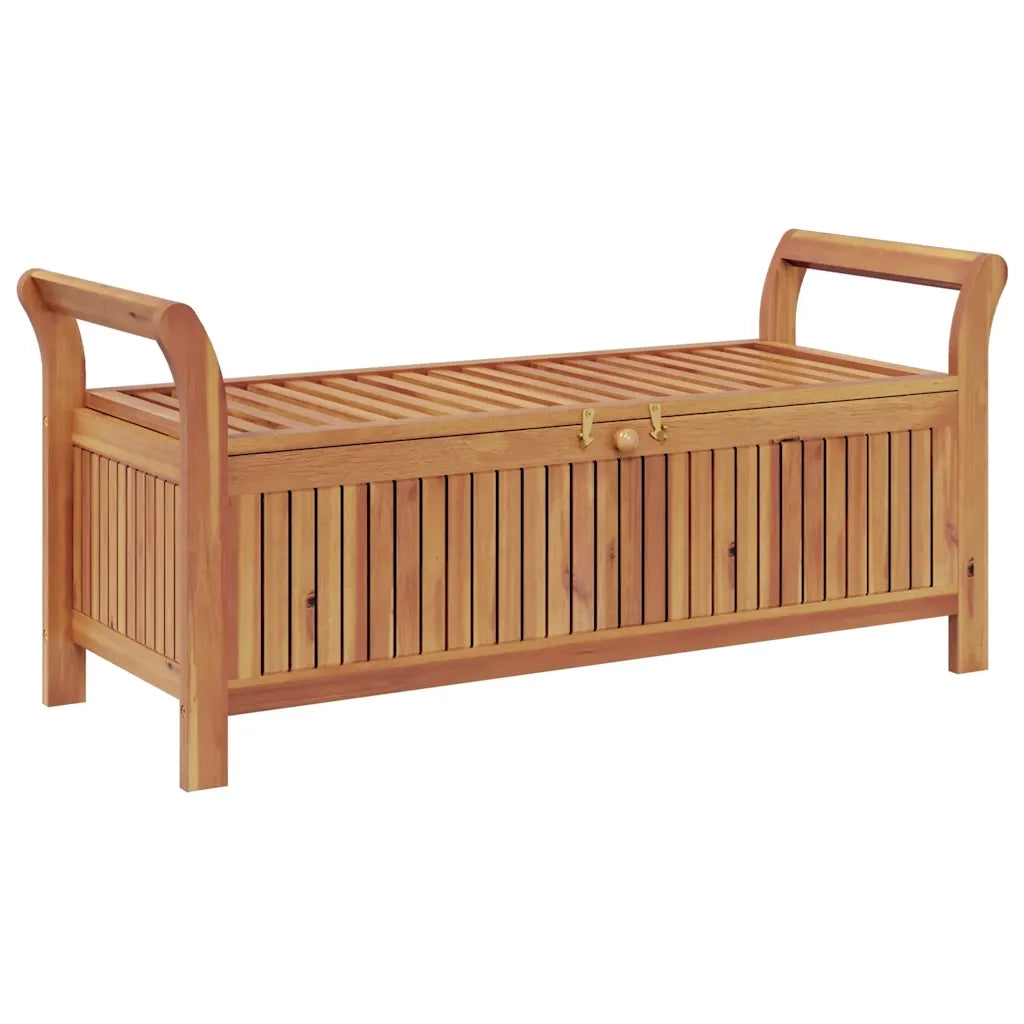 Panca Portaoggetti Giardino Cuscino 126cm Legno Massello Acacia 319715