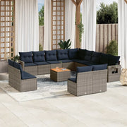 Set Divani da Giardino 14 pz con Cuscini Grigio in Polyrattan 3224822