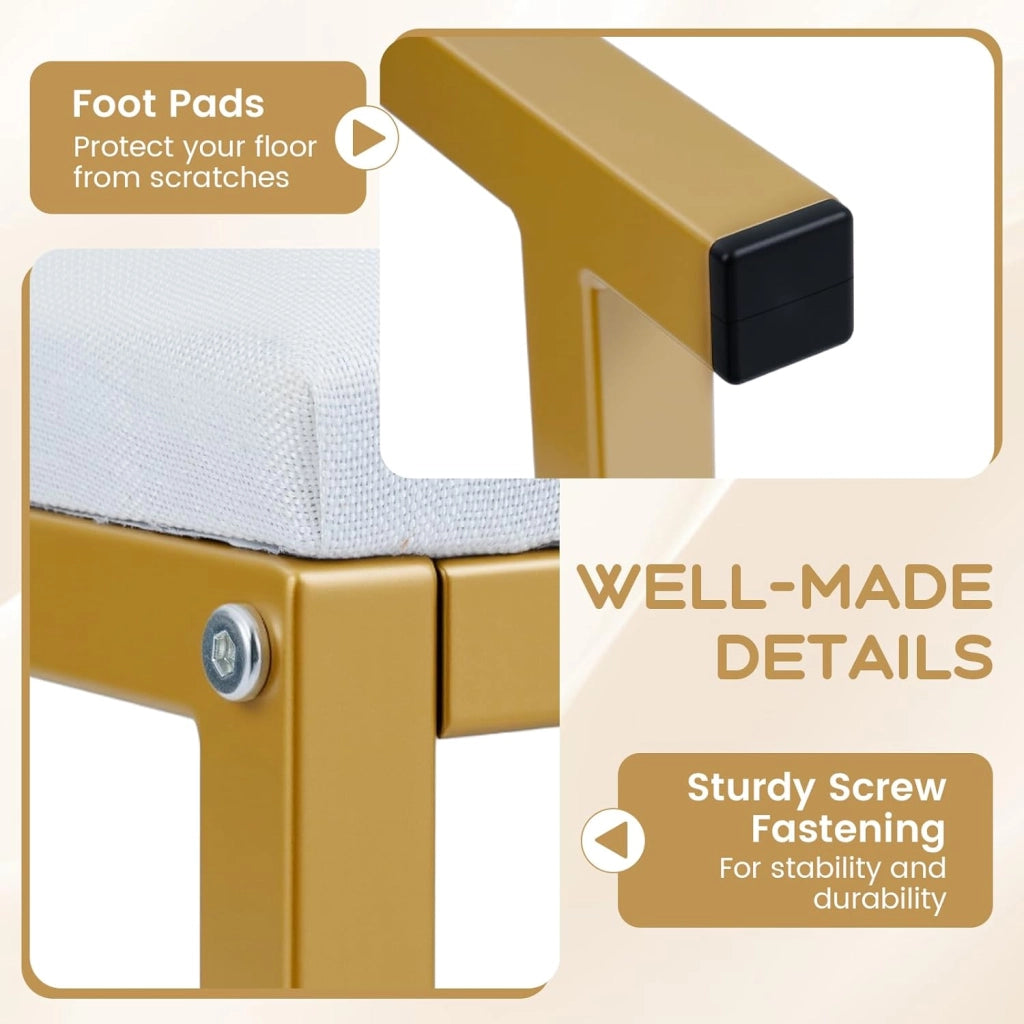 Pouf imbottito con sedile rivestito, portata fino a 150 kg, sgabello rettangolare per camera da letto, spogliatoio, soggiorno, corridoio, 38 x 30 x 42 cm