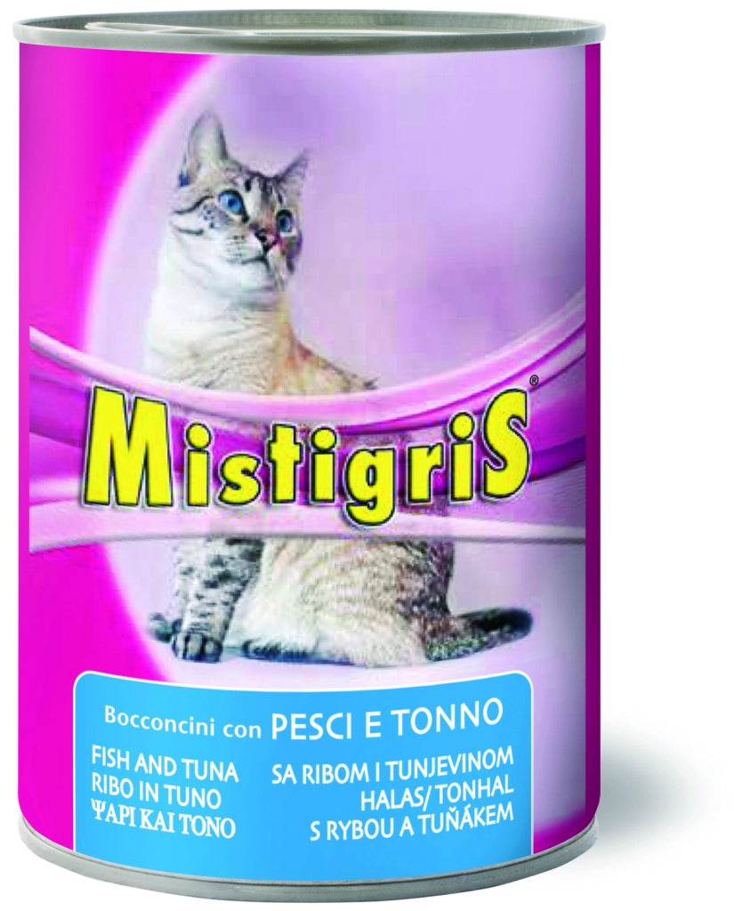 Bocconi per Gatti ''Misura Tigris'' Gusto Pesce e Tonno Gr. 405 24 Pezzi