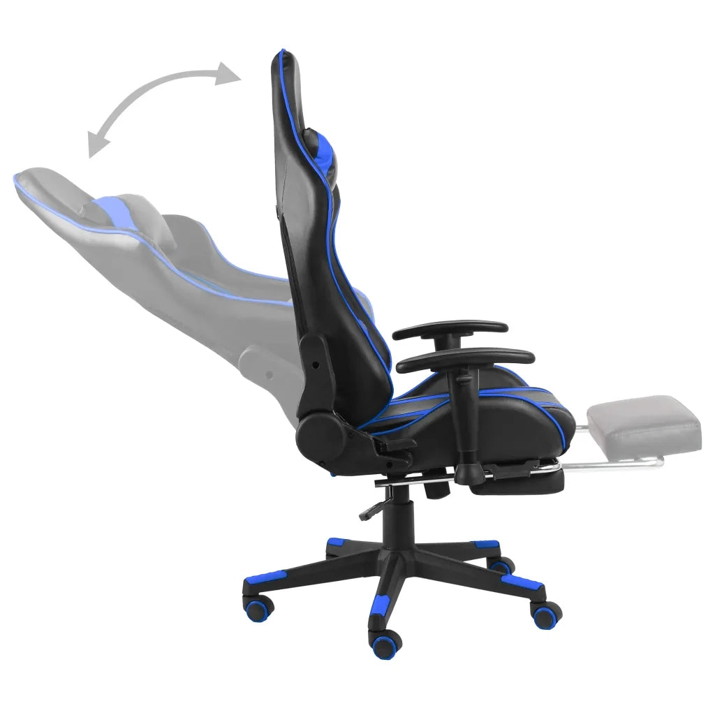 Sedia da Gaming | Sedia da e-sports Girevole con Poggiapiedi Blu in PVC