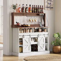 Bar ¨¤ caf¨¦ rustico con porta-bicchieri e prese elettriche - Xylo - 120 cm