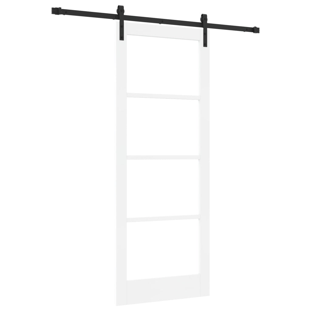 Porta Scorrevole  con Set di Hardware 'ORKDAL'Bianca Legno Massello & Vetro