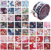 Stoffa a Rullo di Jelly - 40 pezzi - Stile Giapponese - Motivi di Fiori - Sartoria - Artigianato - Accessori Creativi - Strisce di Stoffa