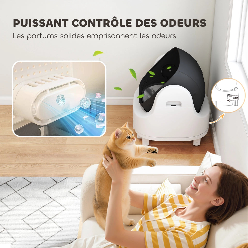 Lettiera Autopulente per Gatti ¨C Xylo ¨C Sistema Automatico Aperto con Controllo Odori Bianco