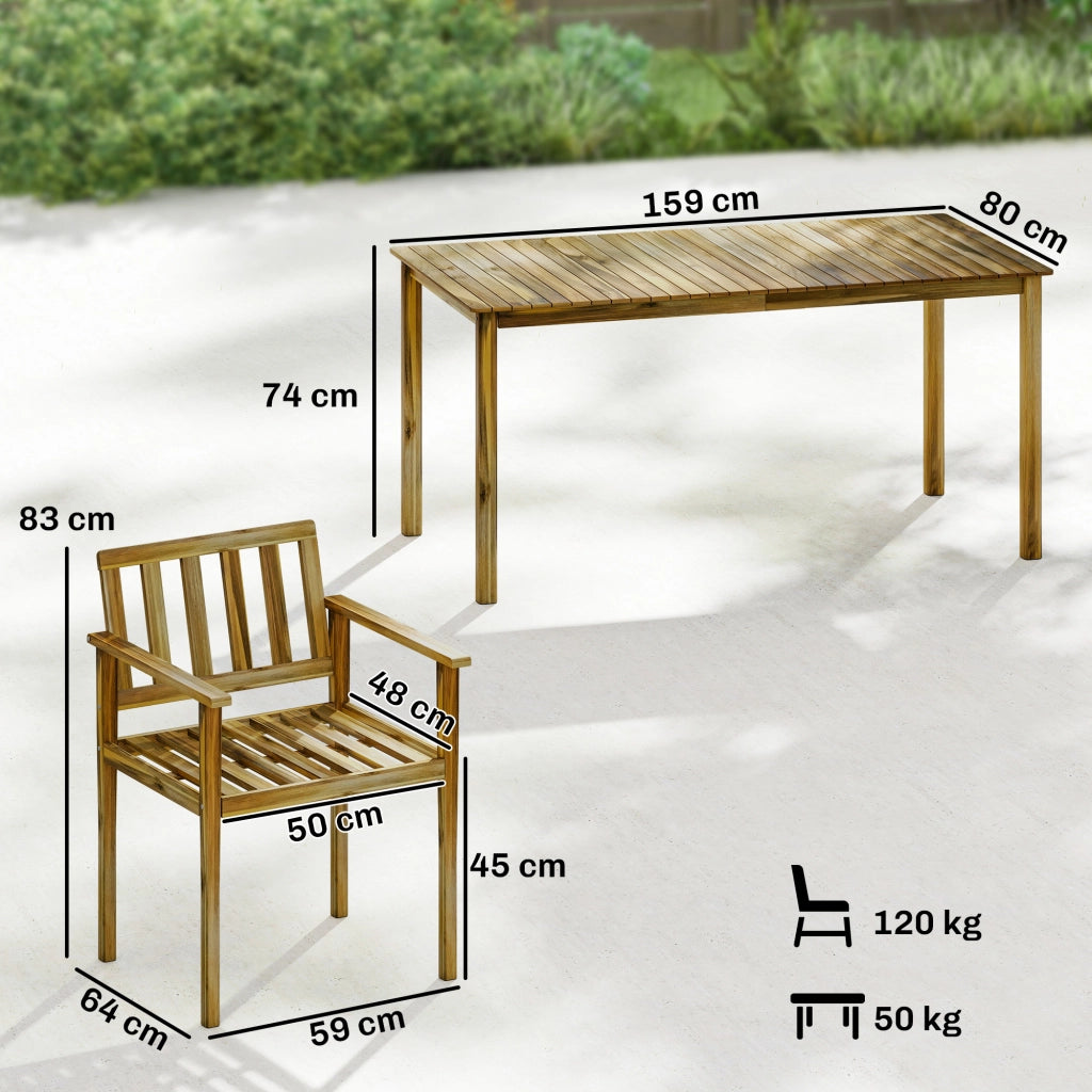 Set da Pranzo da Giardino 5 Pezzi in Teak ¨C zephmum ¨C Tavolo e 4 Sedie