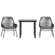 Set da Pranzo da Giardino 3 pz | Set Salotto da Giardino con Cuscini Polyrattan Vetro