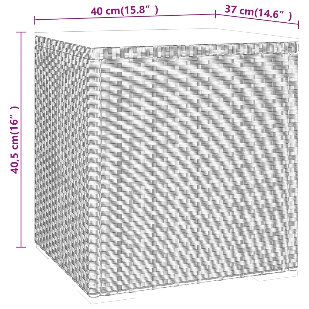 Tavolino Nero 40x37x40,5 cm Polyrattan e Vetro Temperato 319388