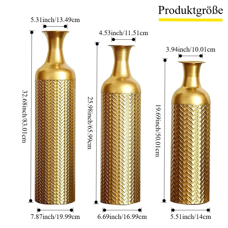 Fioriera a più livelli in metallo con struttura goffrata oro, set di 3 decorativo per soggiorno corridoio e ufficio