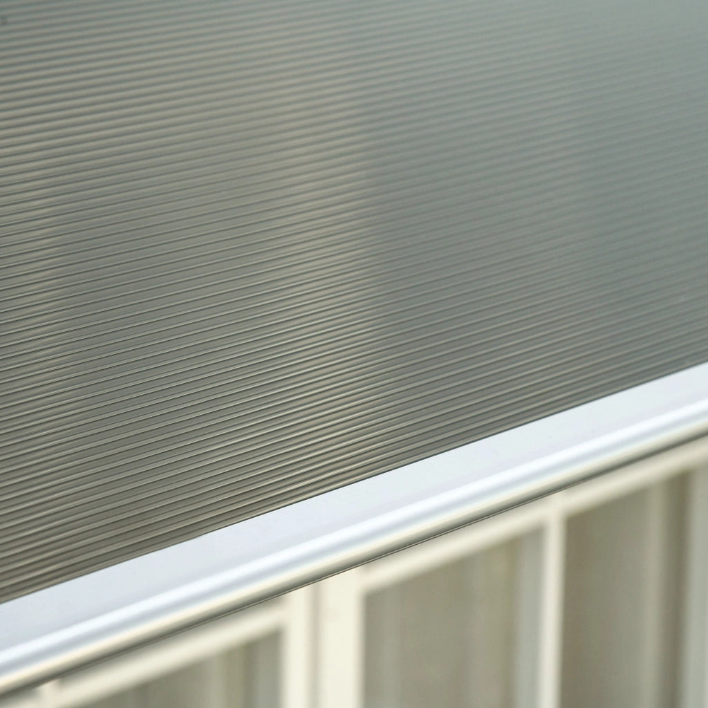 Pensilina Tettoia 300x100x26 cm in Policarbonato e Alluminio Marrone