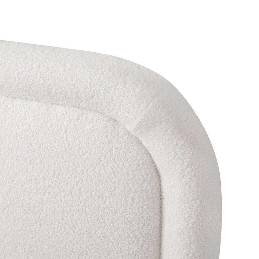 Letto matrimoniale 160x200 cm con contenitore idraulico; testiera imbottita in bouclé bianco