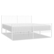 Letto matrimoniale | Letto per adulti | Giroletto con Testiera e Pediera Metallo Bianco 193x203 cm
