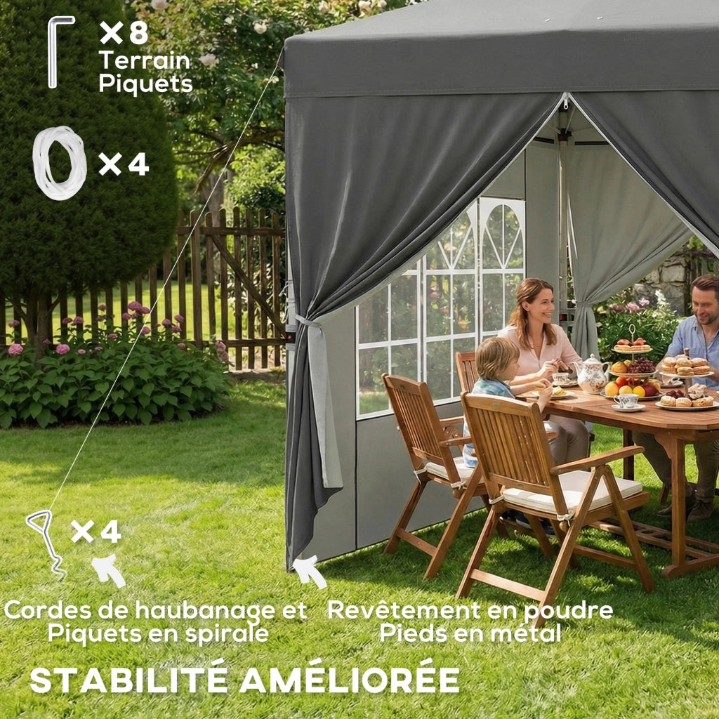 Tonnelle da giardino pieghevole ¨C zephmum ¨C 2.5x2.5m grigio scuro