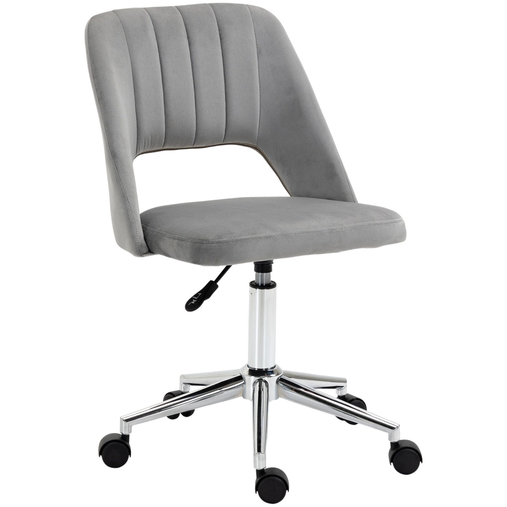 Sedia da ufficio regolabile in altezza con rotelle, 360¡ã girevole, schienale a conchiglia, imbottita in schiuma, grigio ¨C zephmum ¨C 49x60x79-91 cm