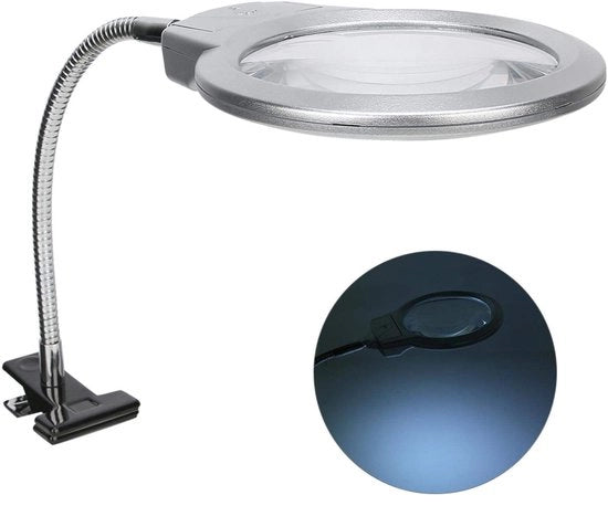 Lampada di lettura LED - Raggiungimento di una maggiore luminosità - Adesivo per lenti di ingrandimento - Illuminazione LED - Formato maneggevole - Ideale per la lettura - Perfetto per gli appassionati e gli anziani