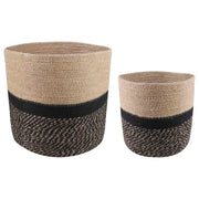 Set di Vasi per Piante 2 pcs Naturale e Nero Ø 28 x 28 cm