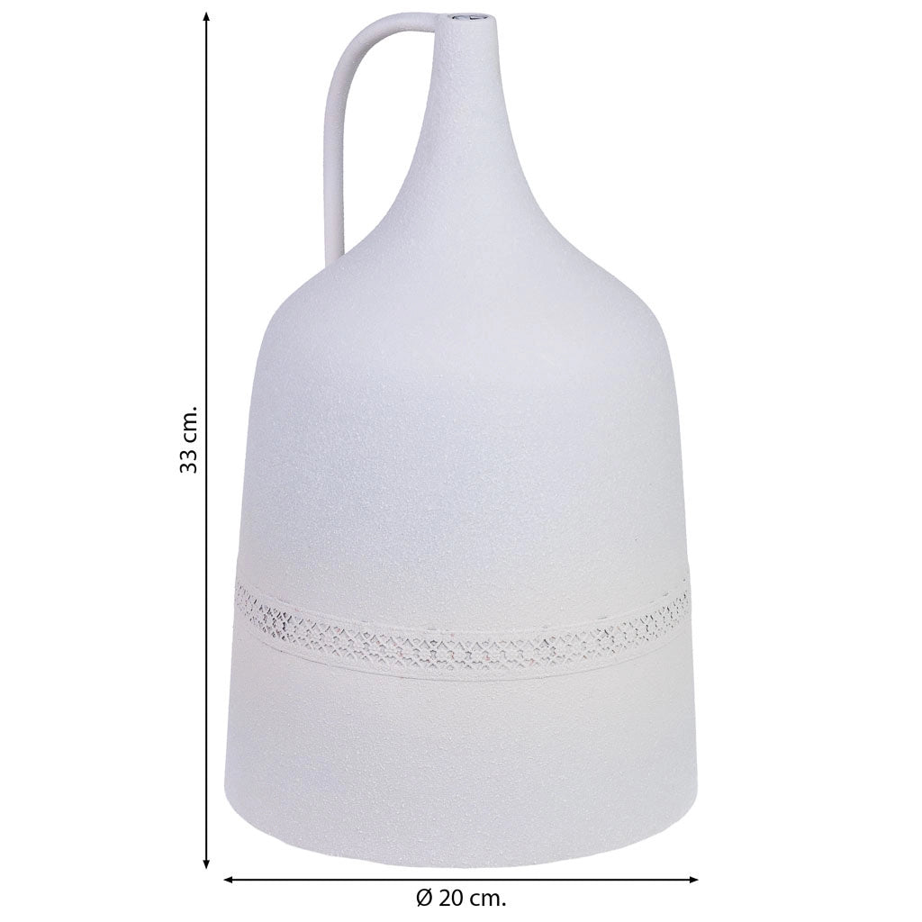 Vaso metallo bianco 1 manico 20x20x33h cm