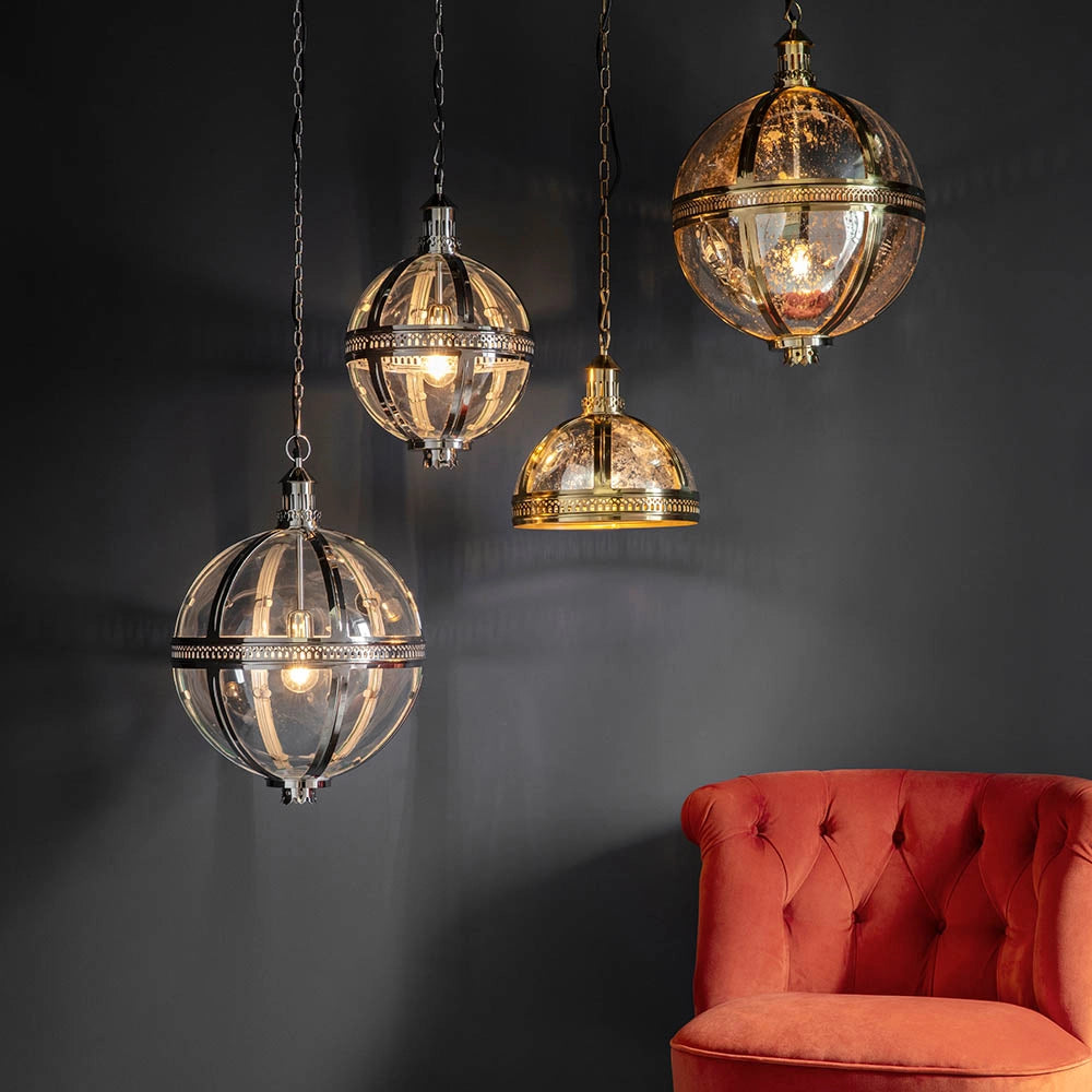 Lampada a sospensione VIENNA Endon nichel ottone vetro E27