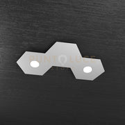 HEXAGON APPLIQUE-PLAFONIERA 2 LUCI + 1 DECORATIVO GRIGIO 1142-2L1D-GR