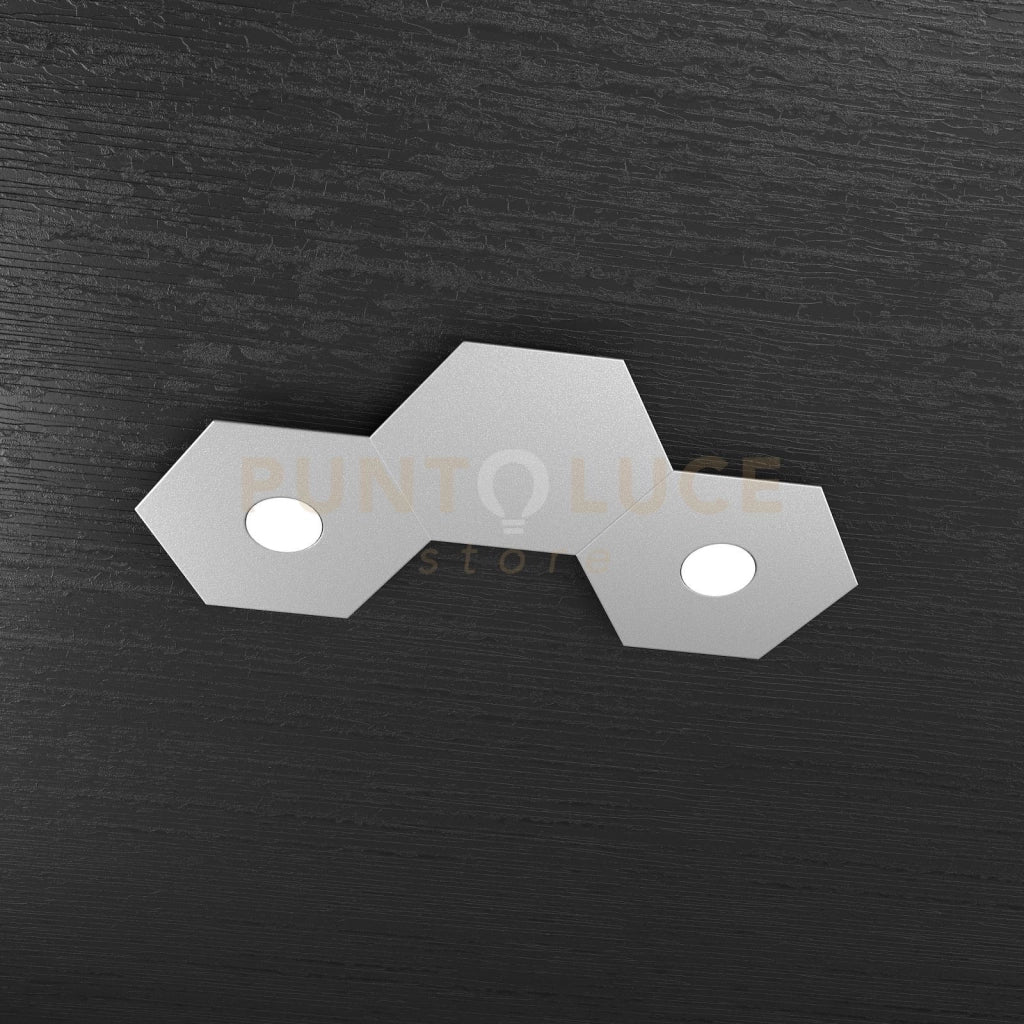 HEXAGON APPLIQUE-PLAFONIERA 2 LUCI + 1 DECORATIVO GRIGIO 1142-2L1D-GR