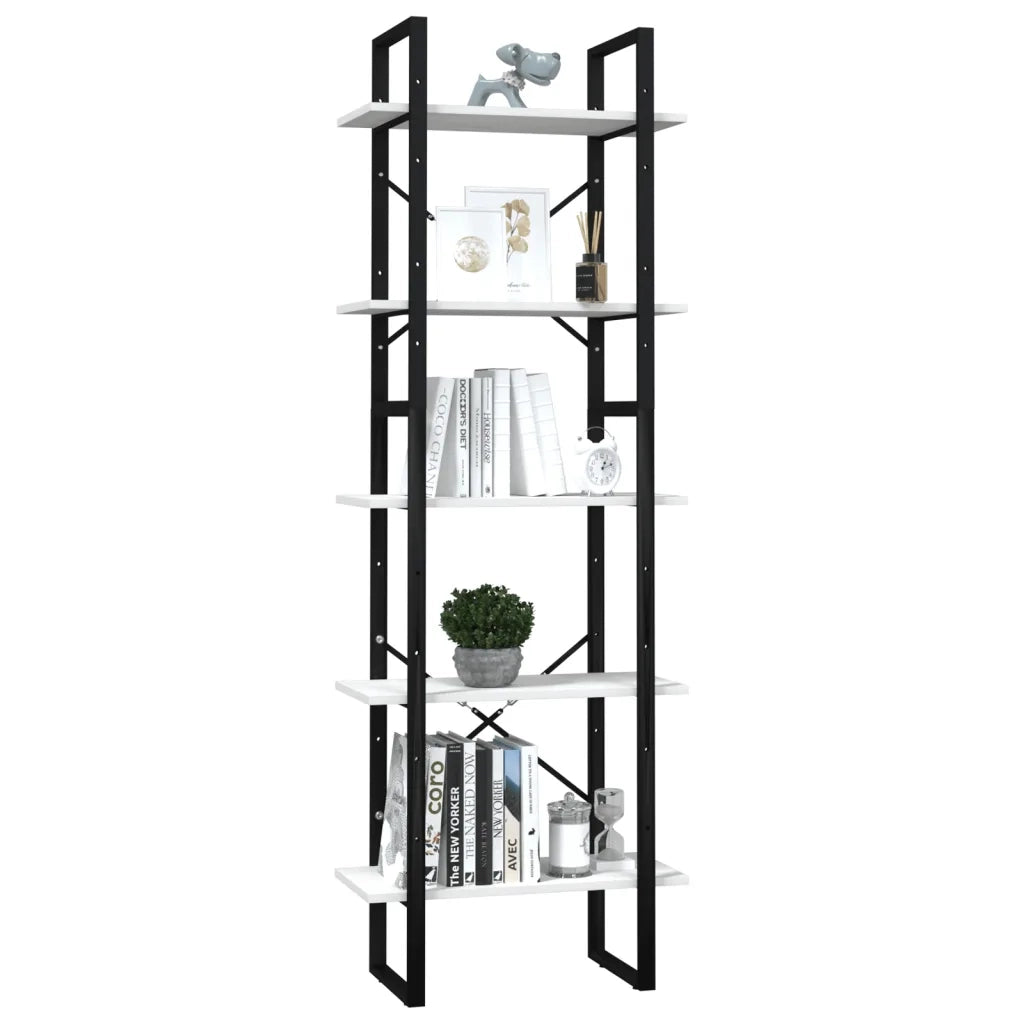 Libreria a 5 Ripiani Bianca 60x30x175 cm in Legno di Pino 3081984