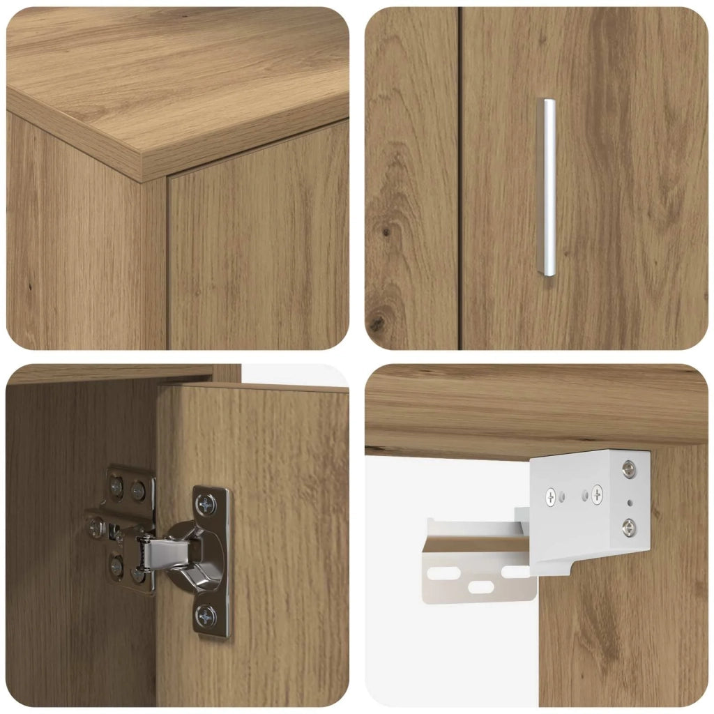 Set mobile TV 4 pz | Armadietto TV | Mobile Porta TV Rovere artigianale Legno multistrato