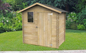 Casetta Box da Giardino per Attrezzi 198x130 cm con Porta Singola Cieca in Legno Naturale