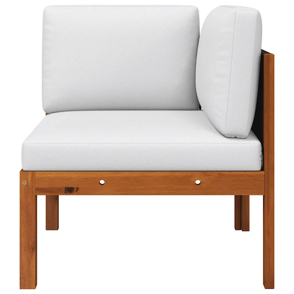 Divano angolare da giardino con cuscini in legno di acacia e corda 312428