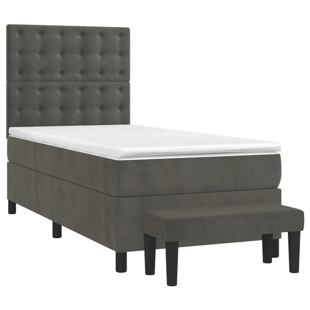 Giroletto a Molle con Materasso-Struttura Letto Grigio Scuro 80x200 cm Velluto 975035