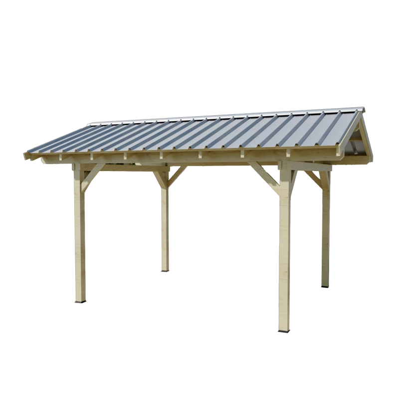 Tettoia posto auto in legno abete 300x362 cm – Altezza 310 cm – Carport con copertura auto in acciaio zincato  – KA3550BA Foresta