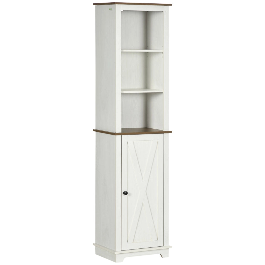 Colonna bagno con 3 compartimenti mobile alto bianco ante e ripiani regolabili 39,5x30x160 cm ¨C Xylo