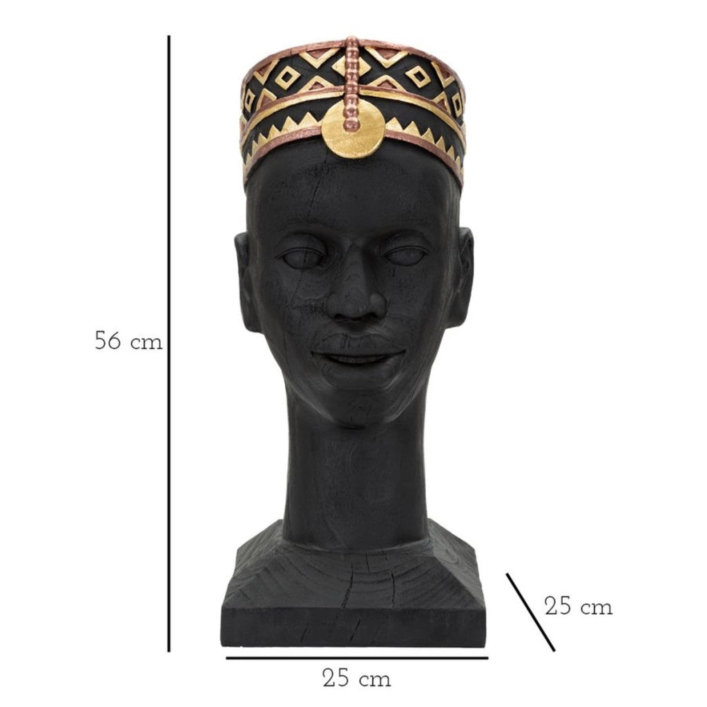 Scultura Africa 5, Nero, Poliresina, 25x25x56 cm