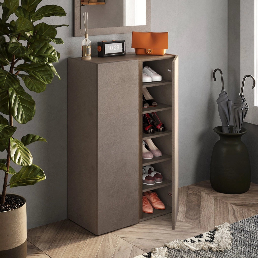 Predore, Armadio Multiuso 2 Ante 5 Ripiani, 70x111h cm Marrone Bronzo