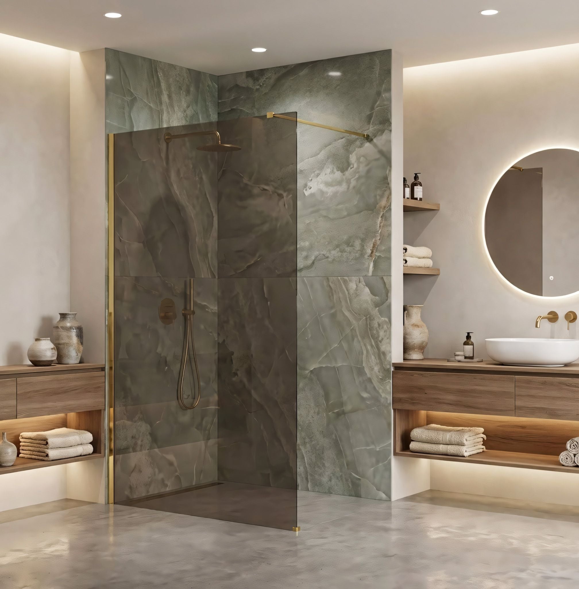 Parete Doccia Rea Flexi Brown / Gold 120