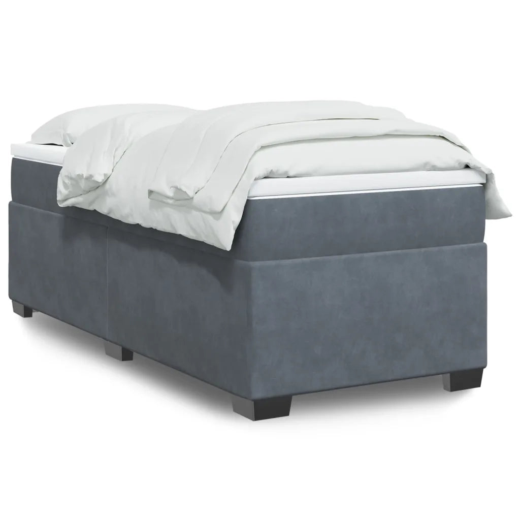 Giroletto a Molle con Materasso Grigio Scuro 90x190 cm Velluto