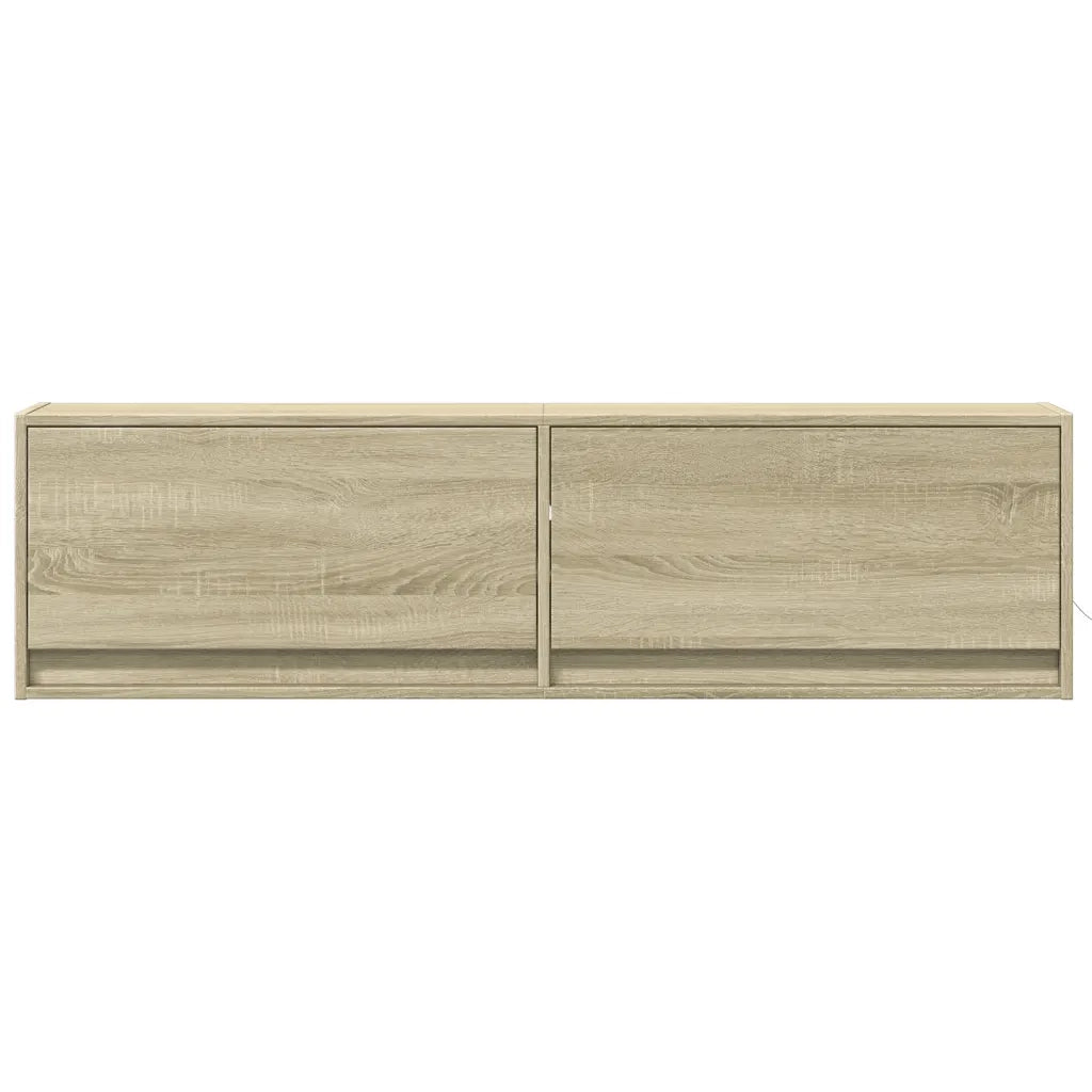 Mobile TV a Parete con Luci LED Rovere Sonoma 140x31x38 cm
