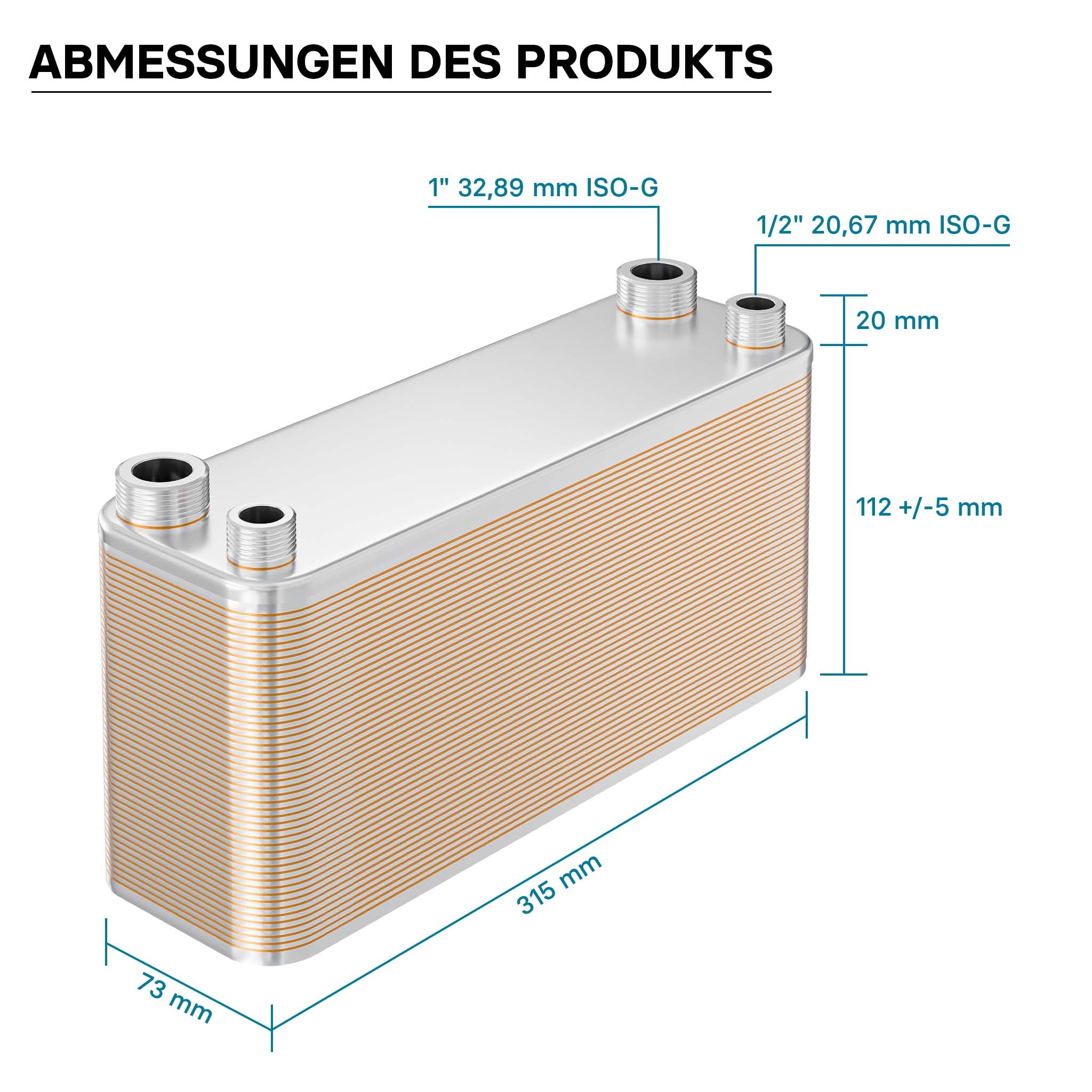 Scambiatore a piastre saldobrasate in acciaio inox, 50 piastre, max 210 kW