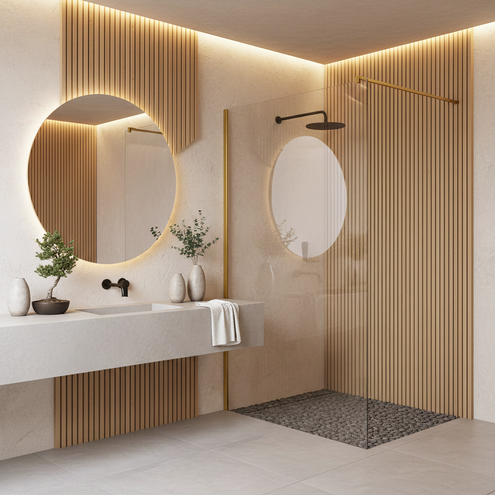 Parete Doccia Rea Flexi Transparent / Brush Gold 140