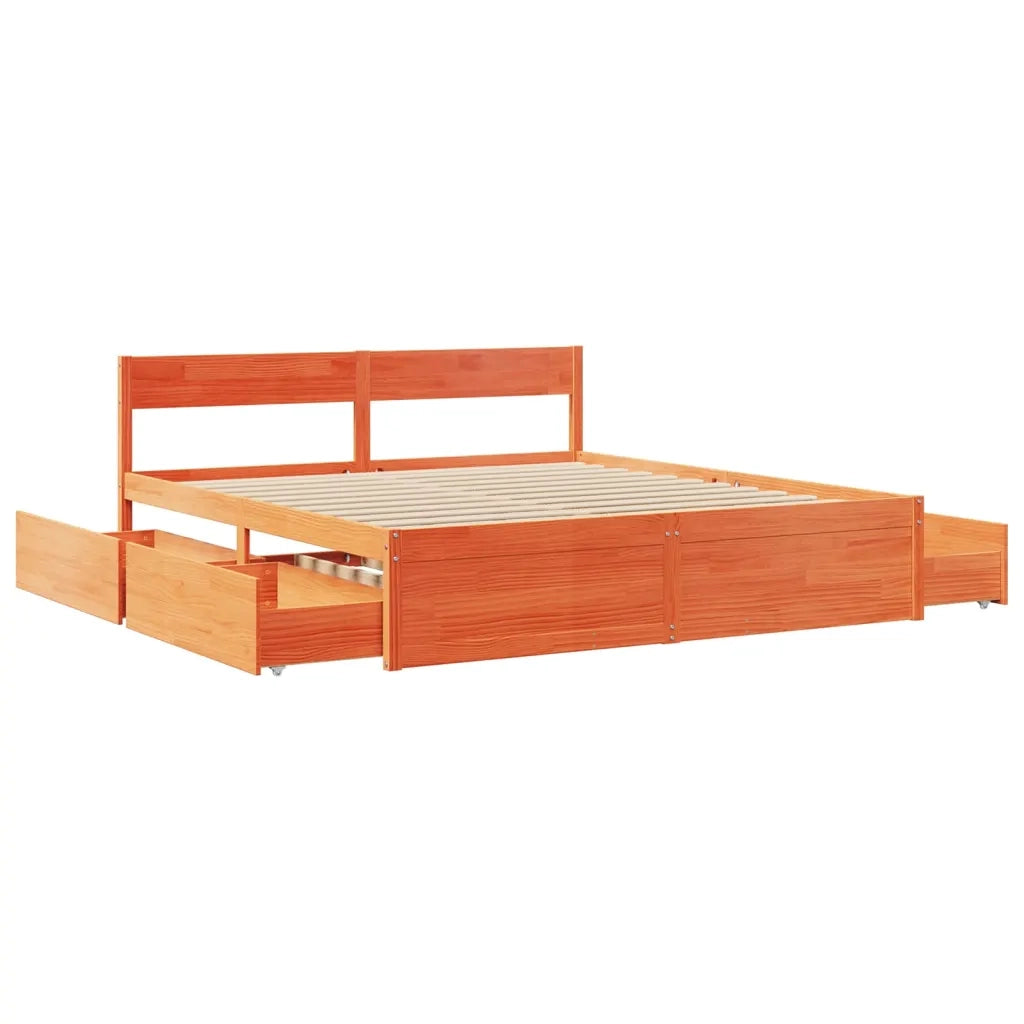 Letto senza Materasso Marrone Cera 200x200 cm in Legno di Pino