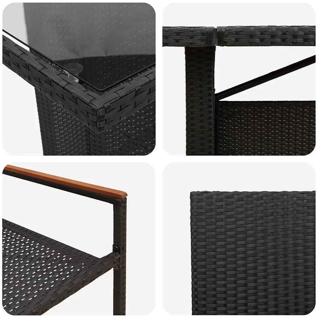 Set da Pranzo per Giardino 11 pcs Nero polyrattan